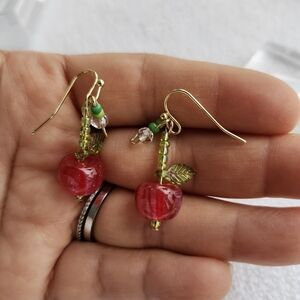 Charming Pink and White Apples Earrings
